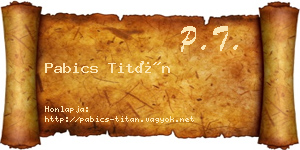 Pabics Titán névjegykártya